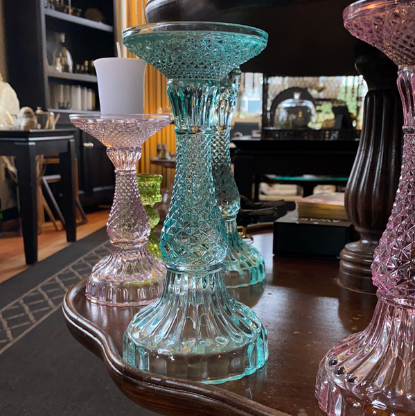 Vintage inspired glass candle holders
