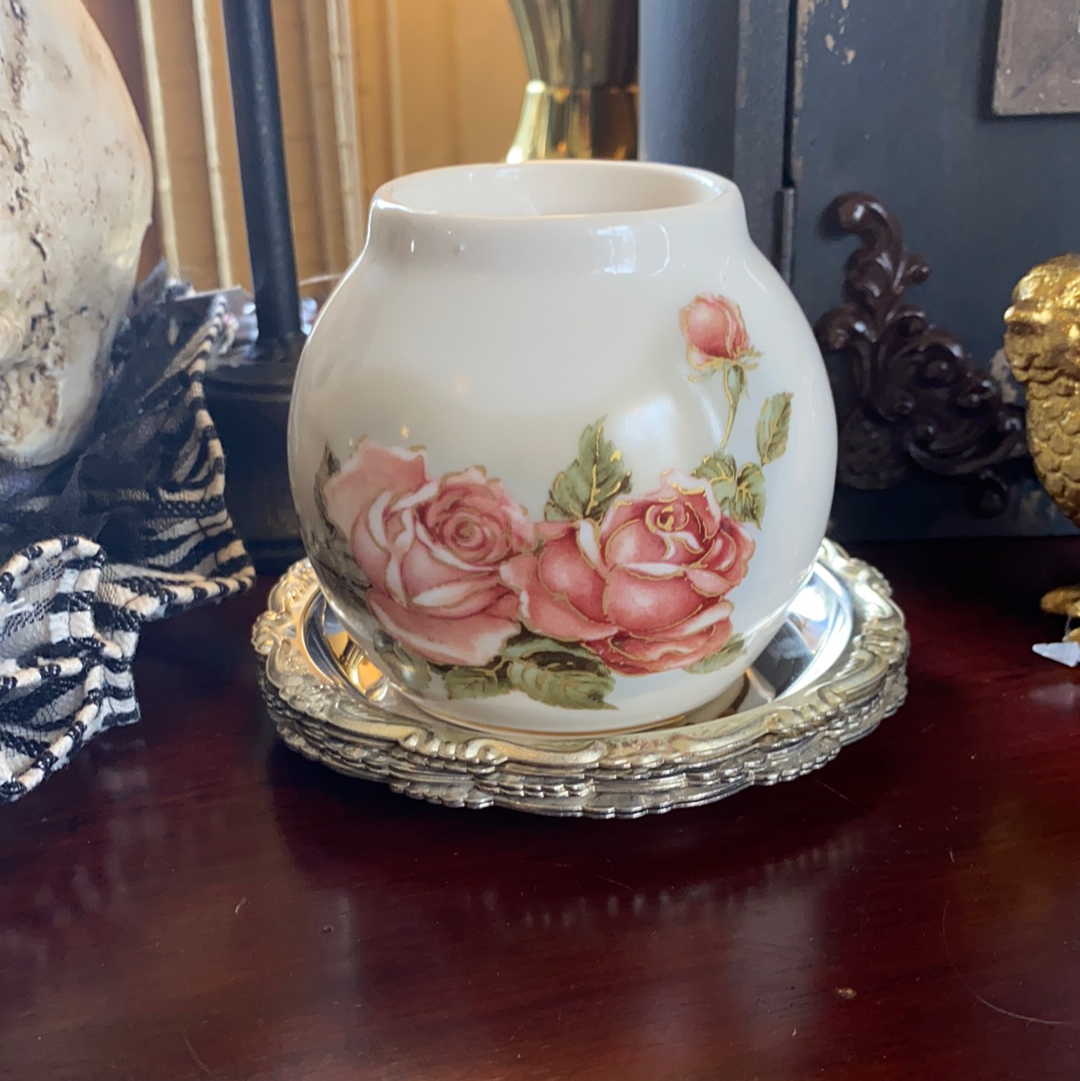 Skye McGhie Porcelain Tea Light Holder w/ Roses