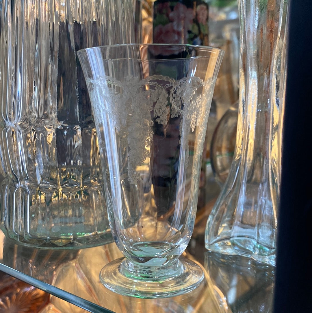 Depression Glass Cordial w/ Etched Vines