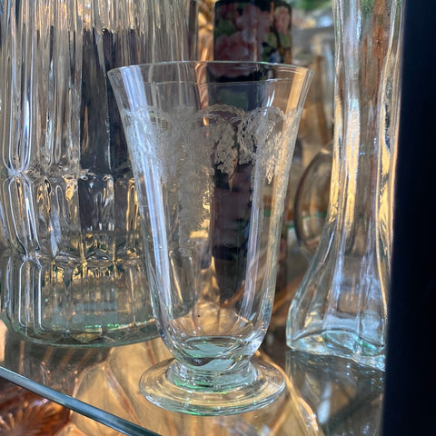 Depression Glass Cordial w/ Etched Vines