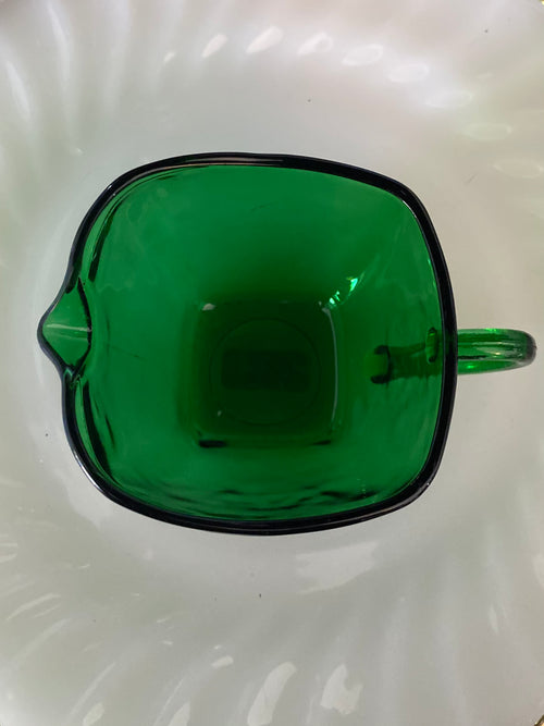 Anchor Hocking Charm Forest/Emerald Green Square Creamer