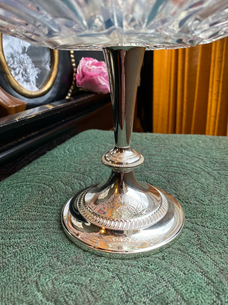 Vintage Iridescent Federal Glass Raised Tier Tidbit Tray Petal Pattern