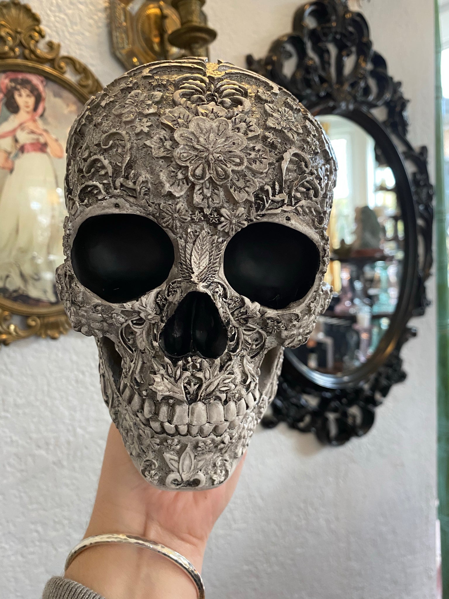 Floral Carved Skull