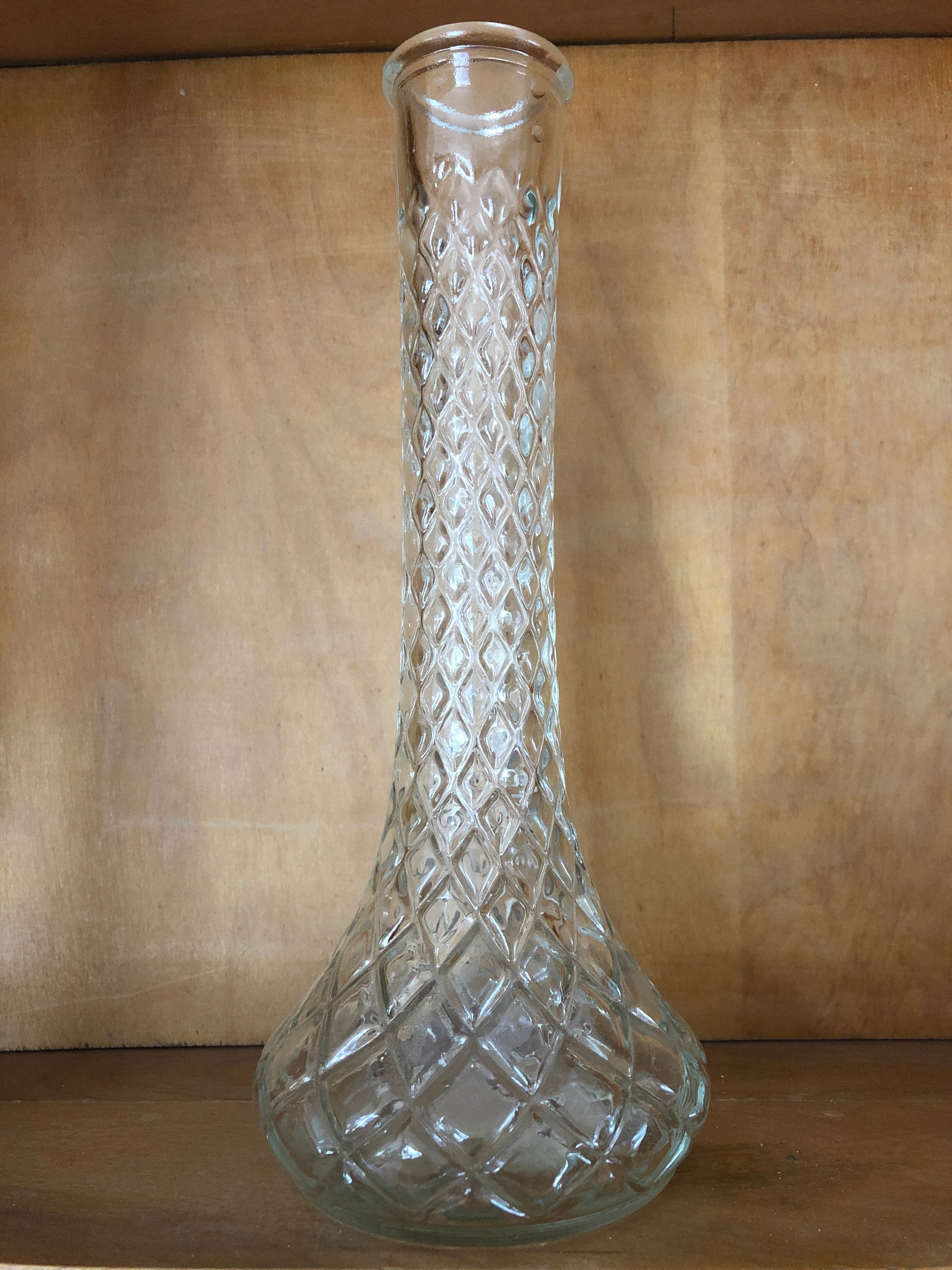 Clear Hoosier Diamond Cut Vase 9"