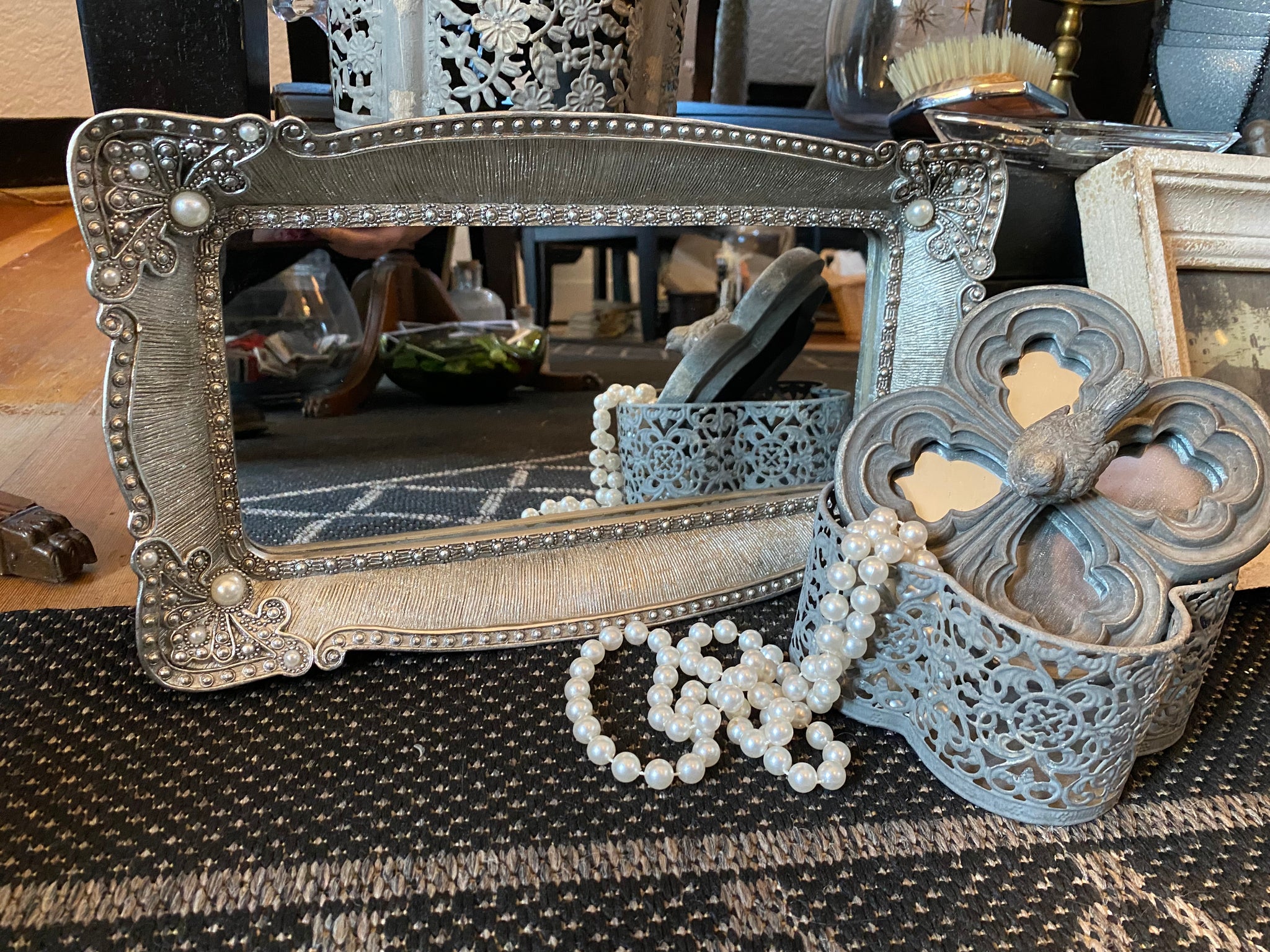 Vintage Inspired Vanity Tray w/ Pearls