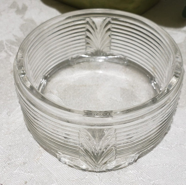 Vintage Art Deco Floral Design Footed Vanity Powder Glass Jar