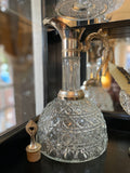 Vintage Silver Plate & Pressed Glass Wine Decanter w/ Bell Bottom