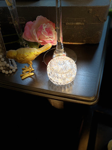 Vintage Round Crystal Nesting Trinket Box