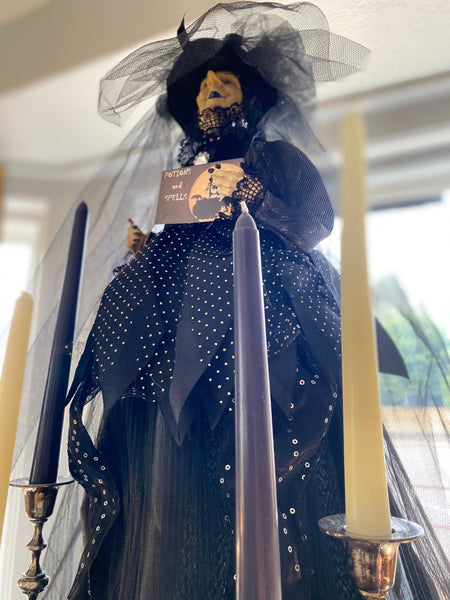 Winnie the Witch w/ Black Veil & Sequinned Dress