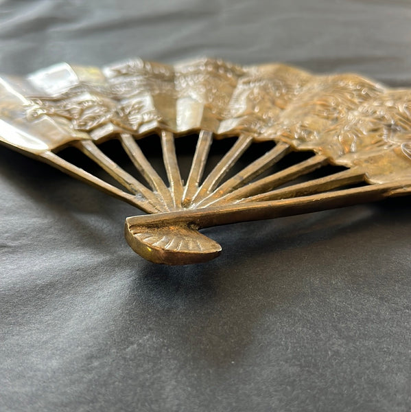Vintage Brass Hand Fan Wall Decor Phoenix