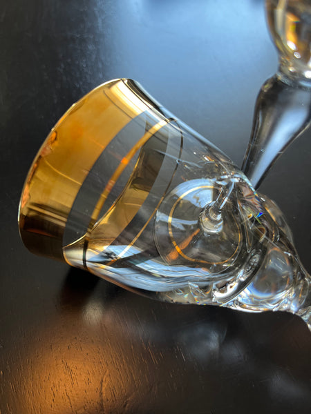 Vintage Crystal Mikasa Gold Rim Sherry/Port Glass