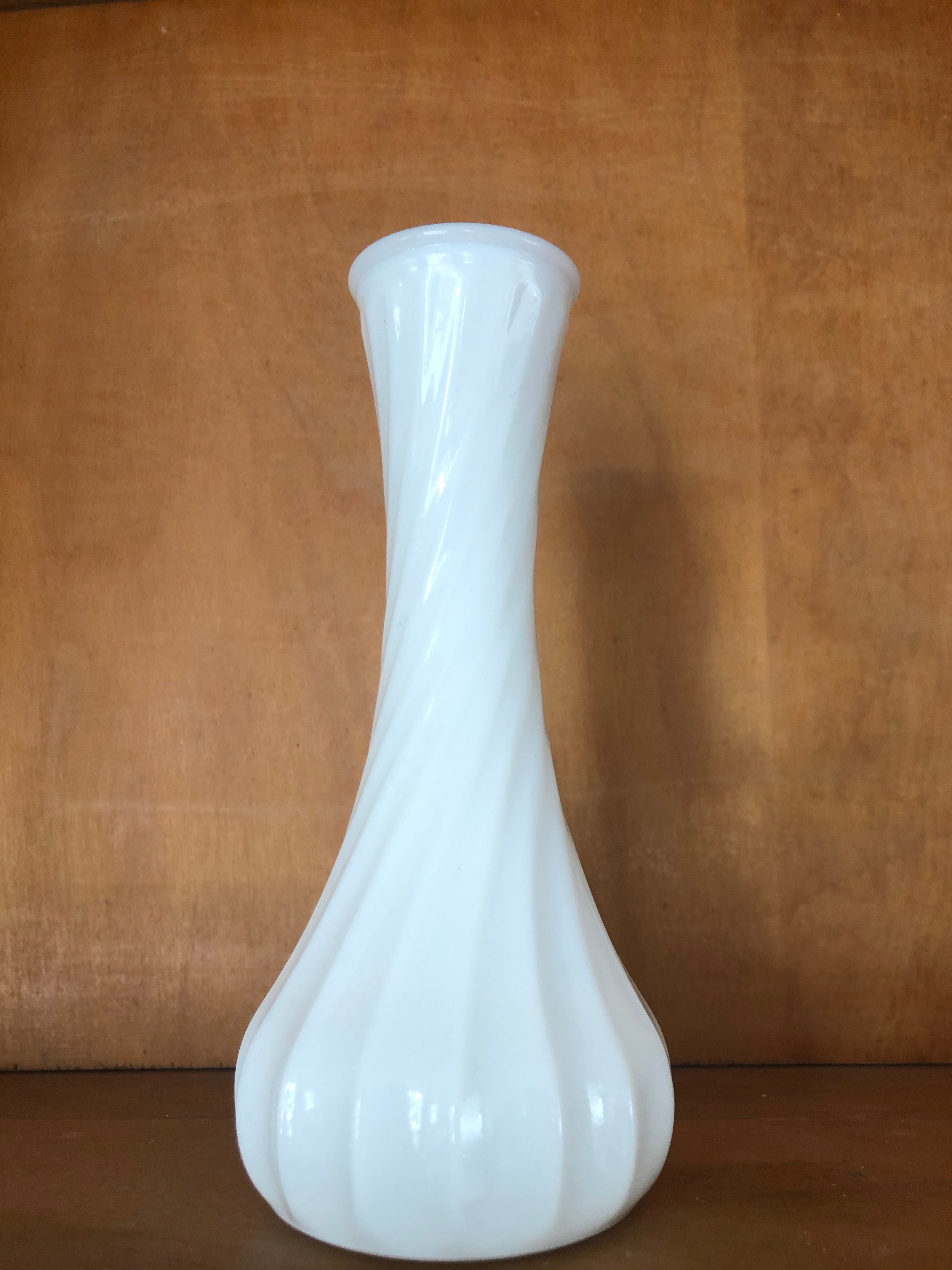 Hoosier Milk Glass Vase 6” Ribbed