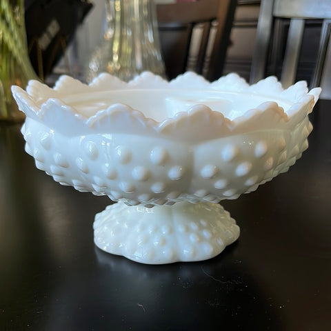Vintage Fenton Milk Glass Hobnail Candle Holder