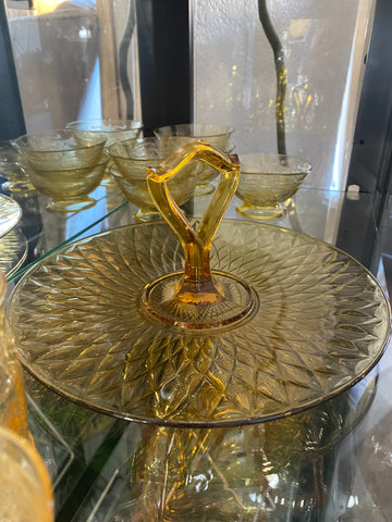 Amber Diamond Cut Tidbit Tray