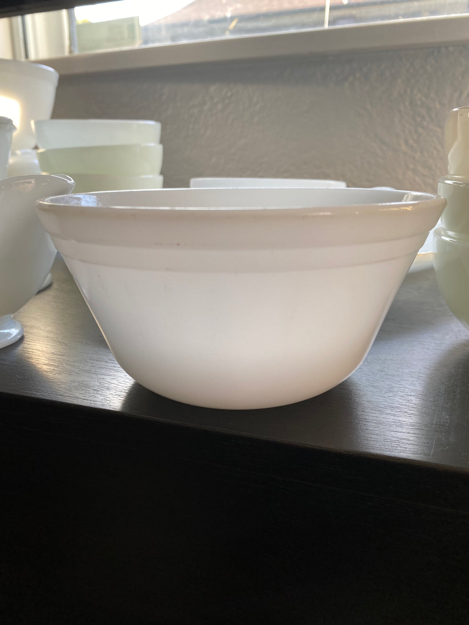 Federal Milk Glass 6” bowl w upper edge