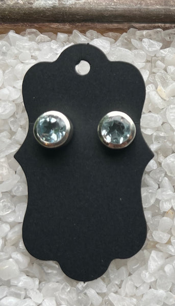 Silver Stud Earrings w/ Semi Precious Stones