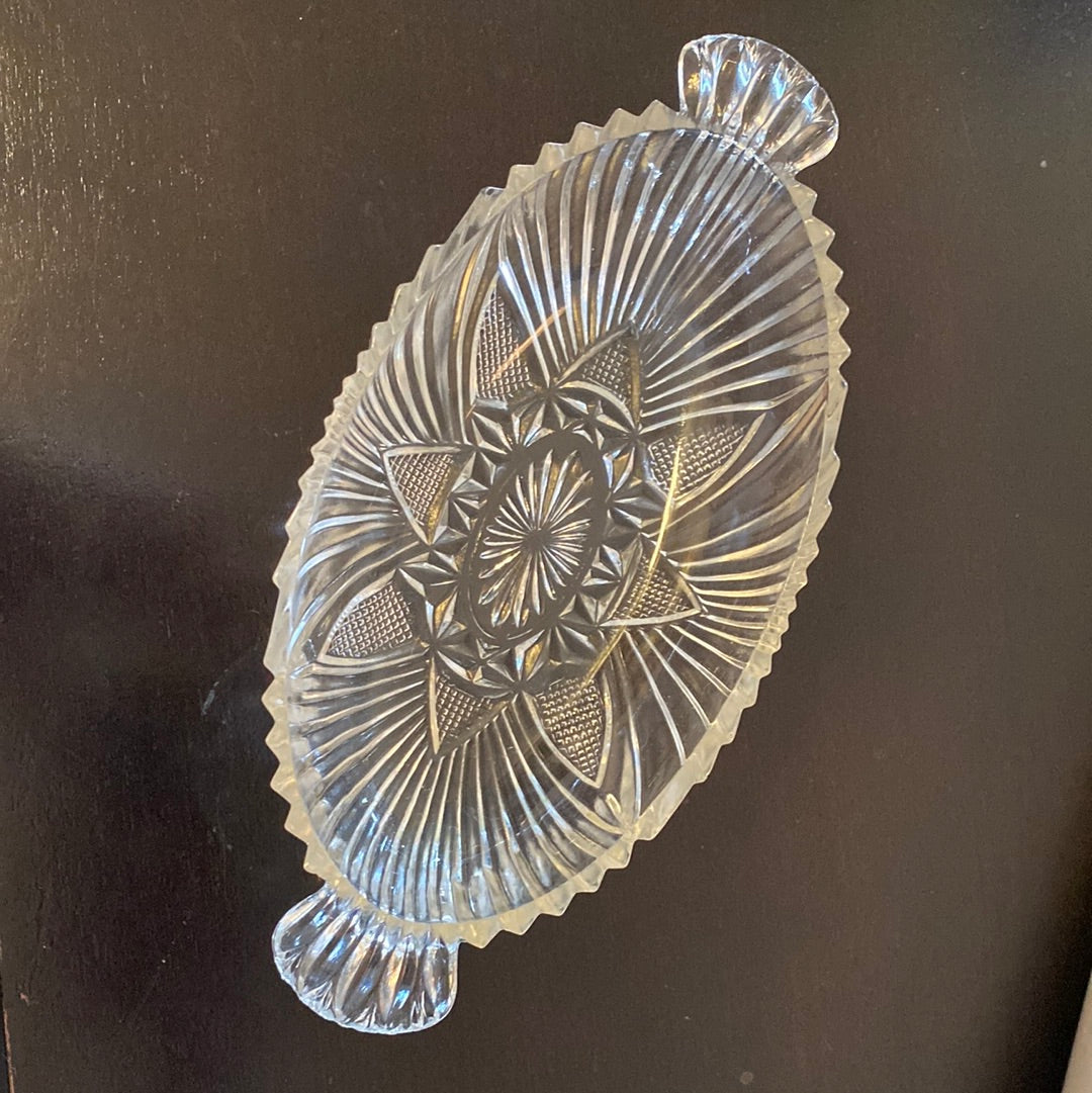 Vintage Hazel Atlas Clear Fan & Triangle Dish
