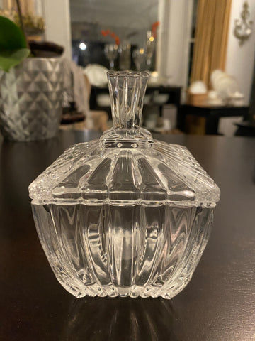 Vintage Square Crystal Lidded Trinket Box