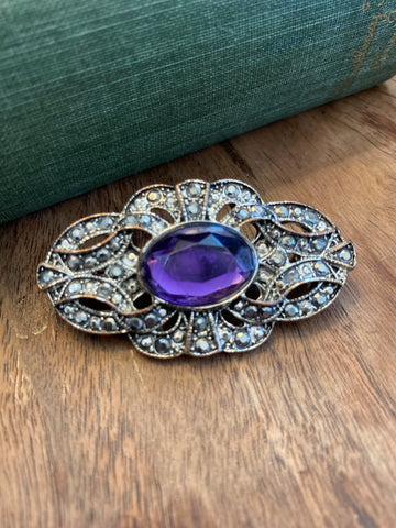 Vintage Crystal & Purple Broach
