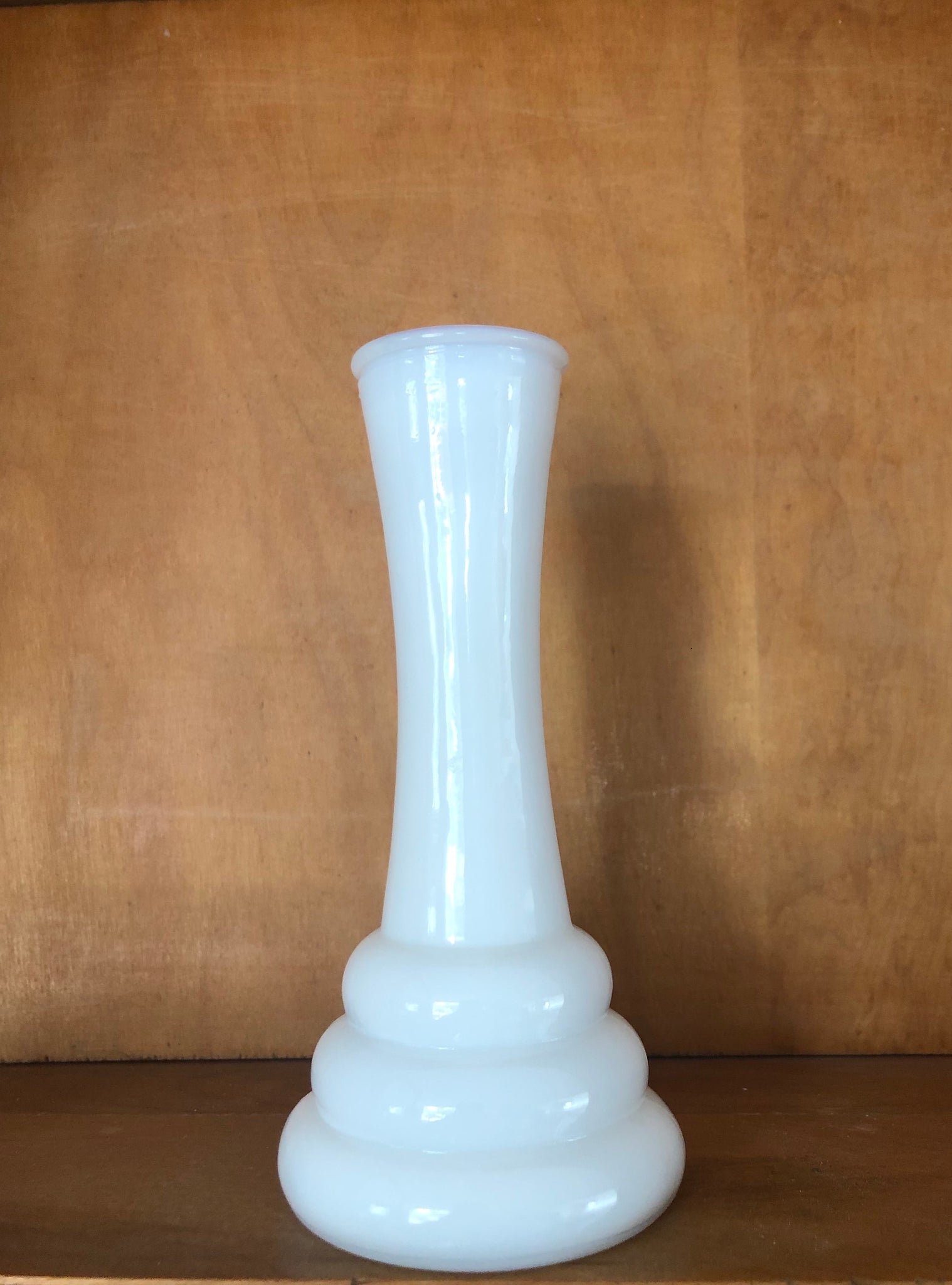Randall Milk Glass Three Ring or Beehive Bud Vase