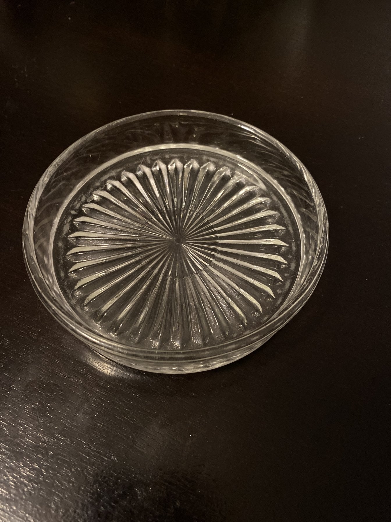 Clear Depression Glass Dish Starburst mini w/ silver lid