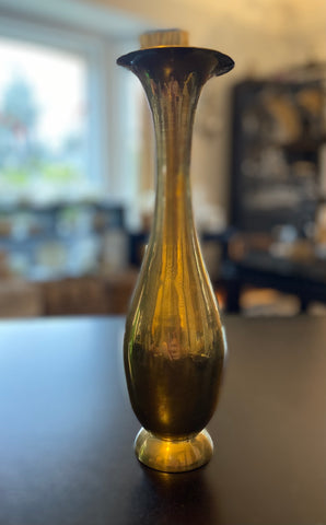 Vintage Brass Vase 9.5”
