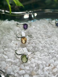 Oval Silver Ring w/ Semi Precious Stone