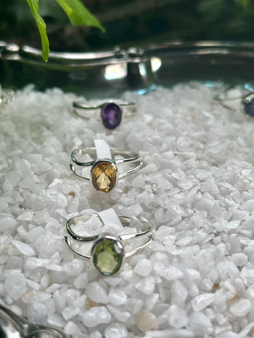 Oval Silver Ring w/ Semi Precious Stone