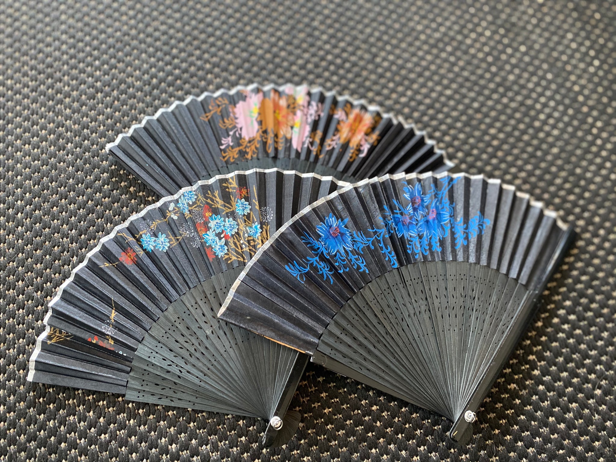 Black Wooden Asian Inspired Hand Fan