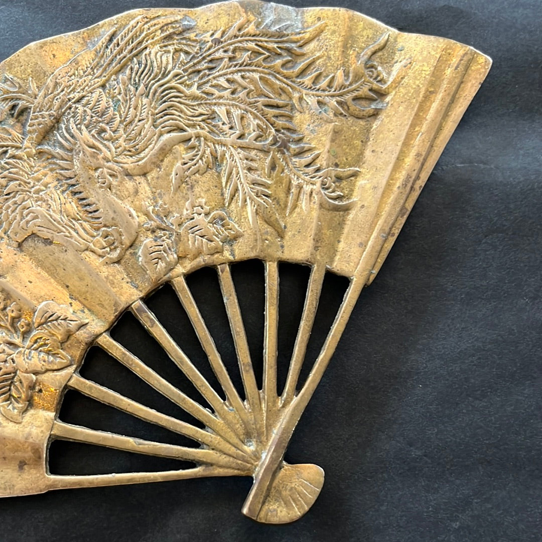 Vintage Mid-Century Brass Japanese Fan