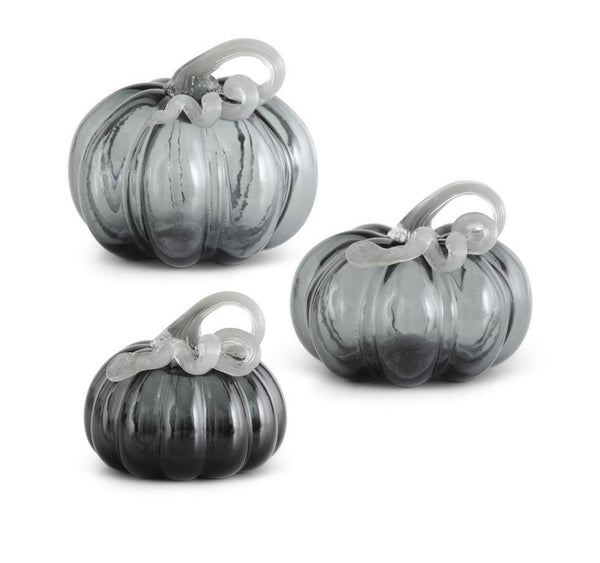 Grey Handblown Glass Pumpkins