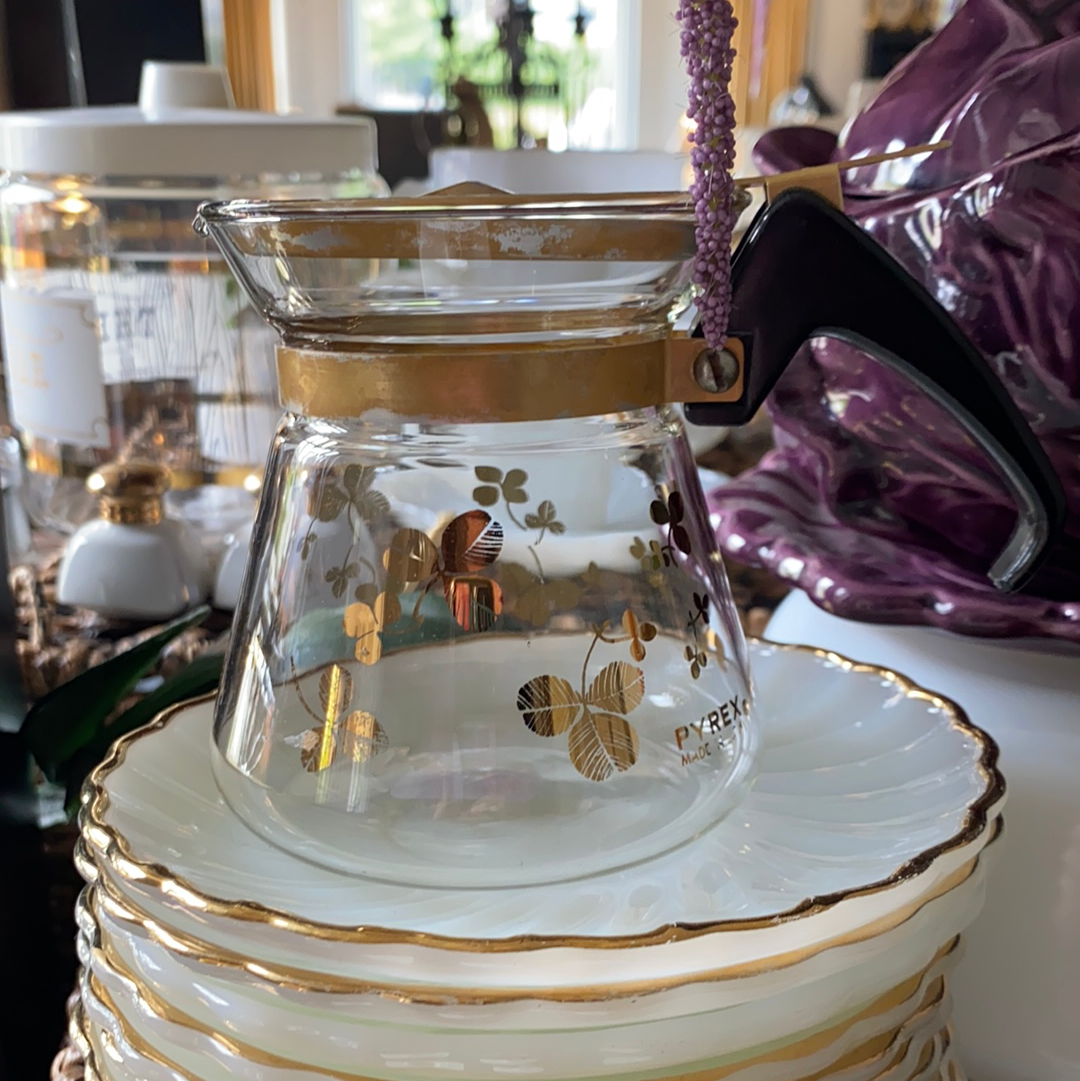 Vintage Gold Clover Pyrex One Cup Coffee Carafe