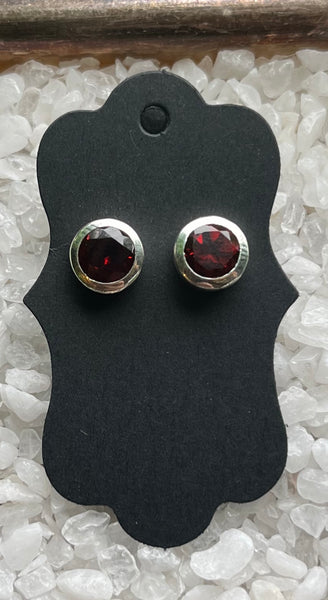 Silver Stud Earrings w/ Semi Precious Stones