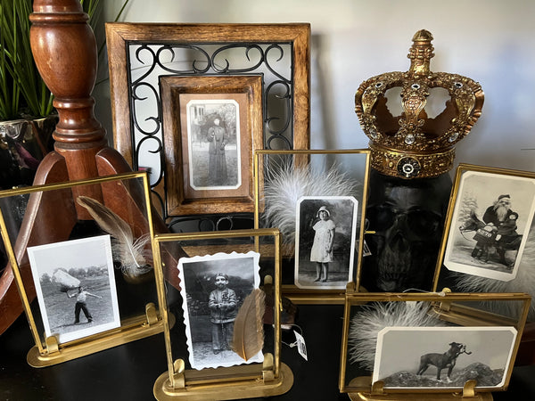 Vintage wooden frame w/ black metal insert