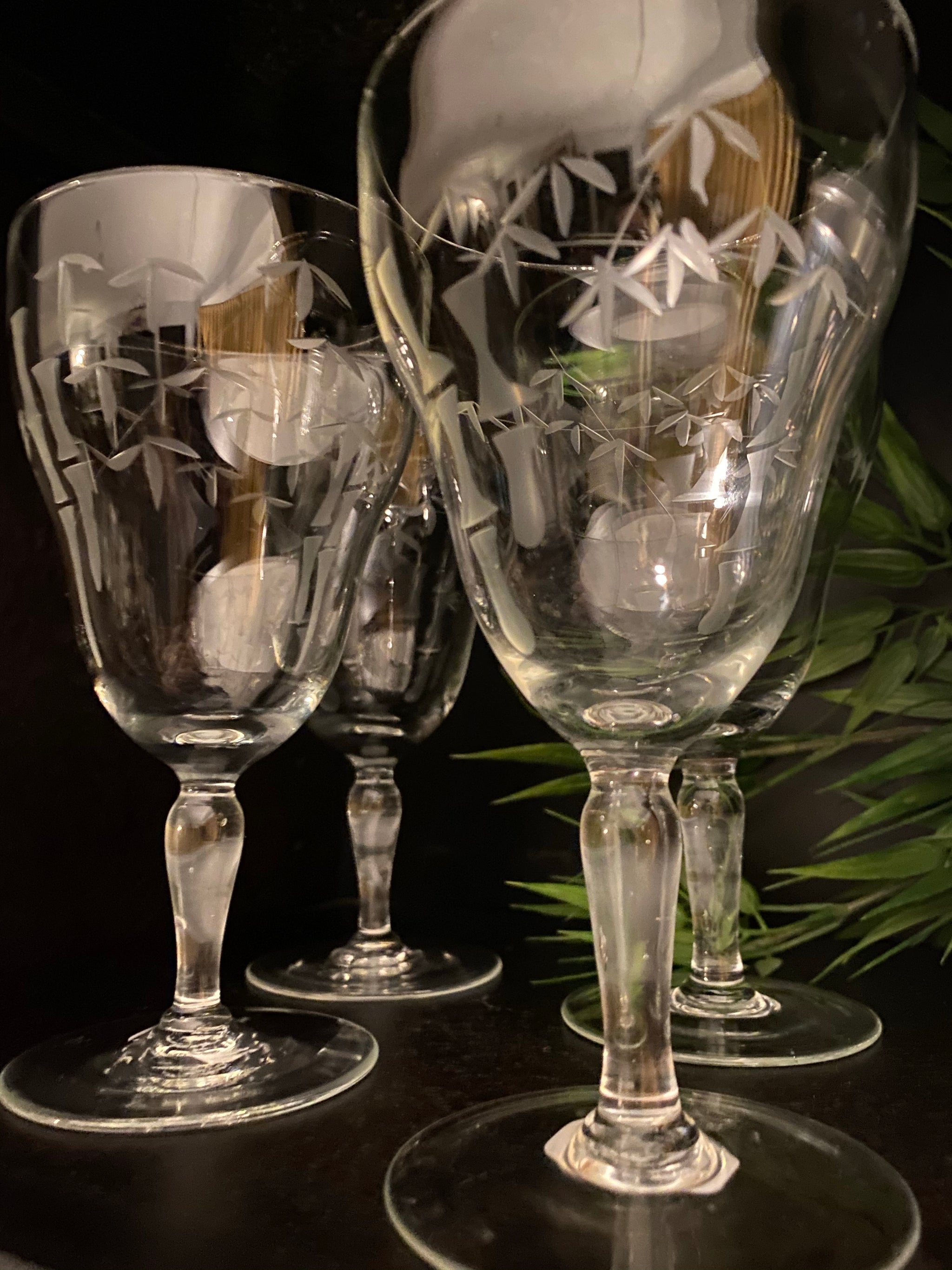 Vintage Sasaki / Noritake Bamboo Etched Crystal Glass – The