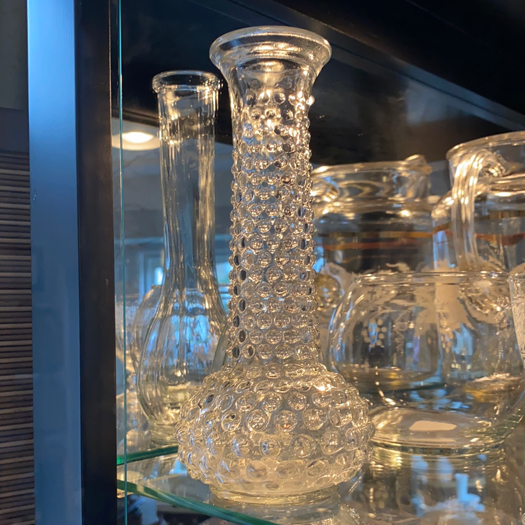 E. O. Brody hobnail clear glass bud vase