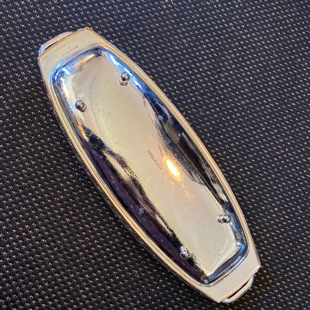 Vintage Silver Plated Offering Tray w/ Handles & Ball Feet