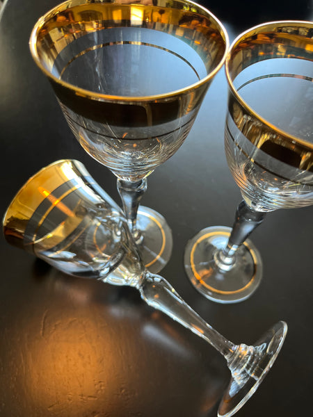 Vintage Crystal Mikasa Gold Rim Sherry/Port Glass