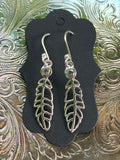 Silver Feather Earrings w/ Semi Precious Stones
