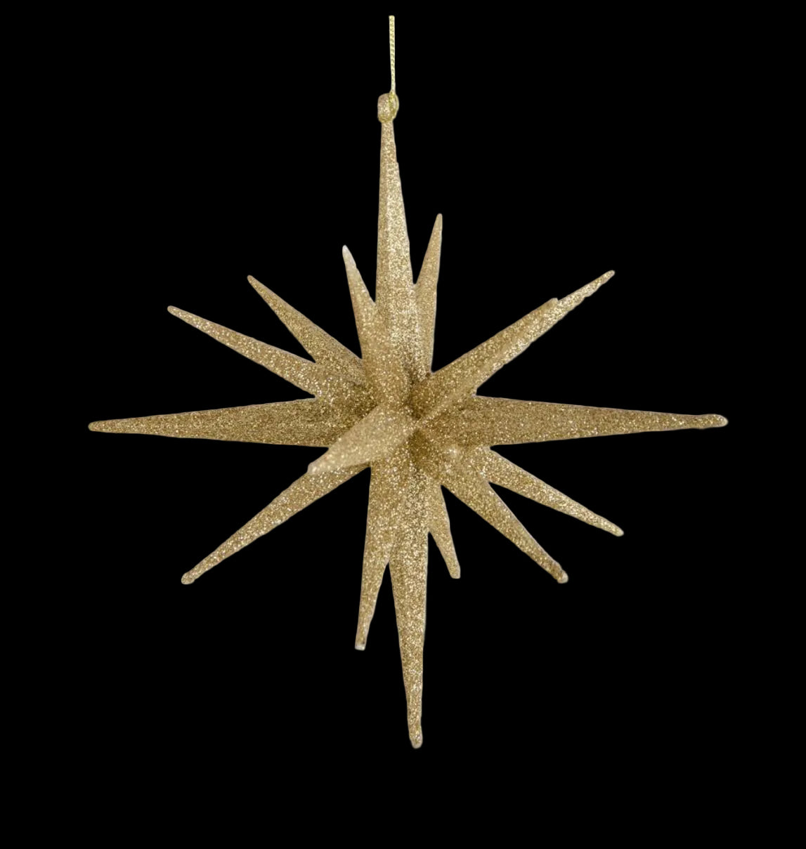 8” 18 Point Gold Glitter Star Ornament