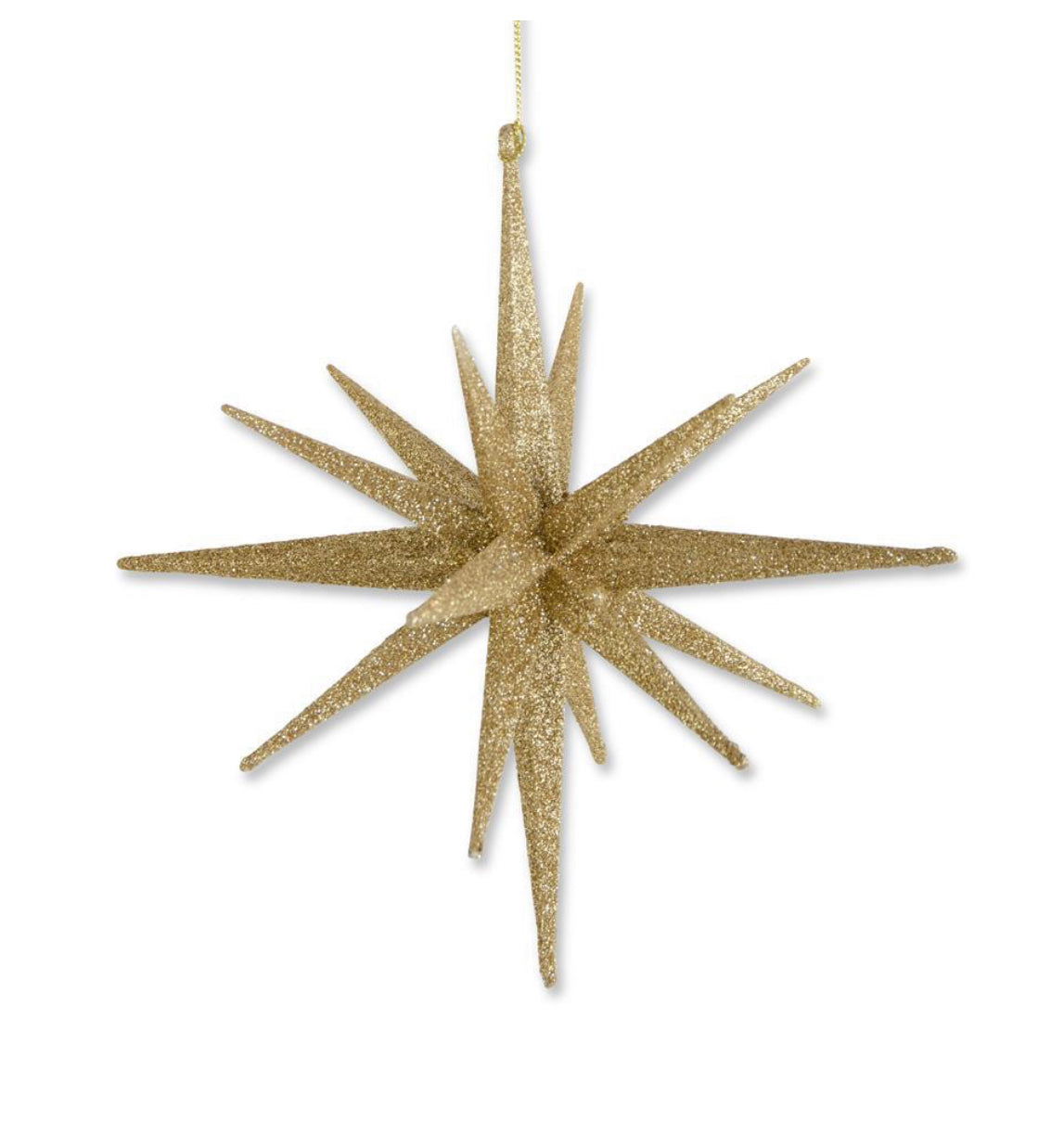 8” 18 Point Gold Glitter Star Ornament