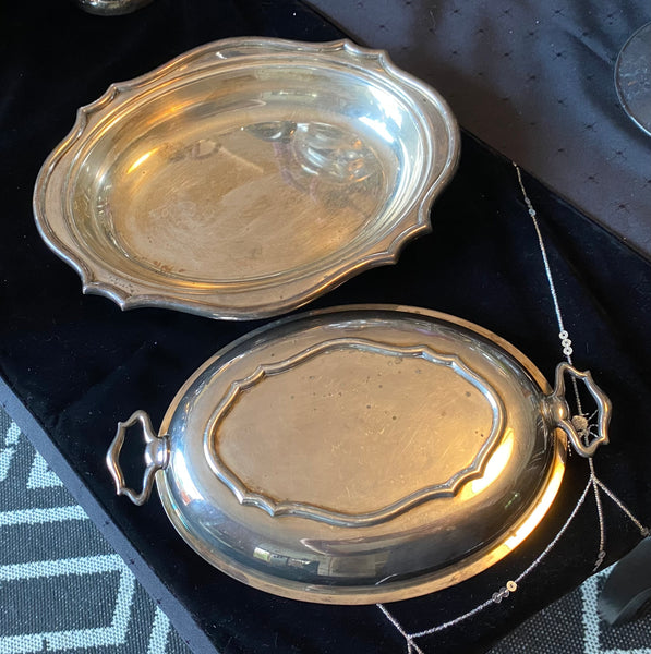 Vintage Silver Plate Oval Scalloped Serving Dish