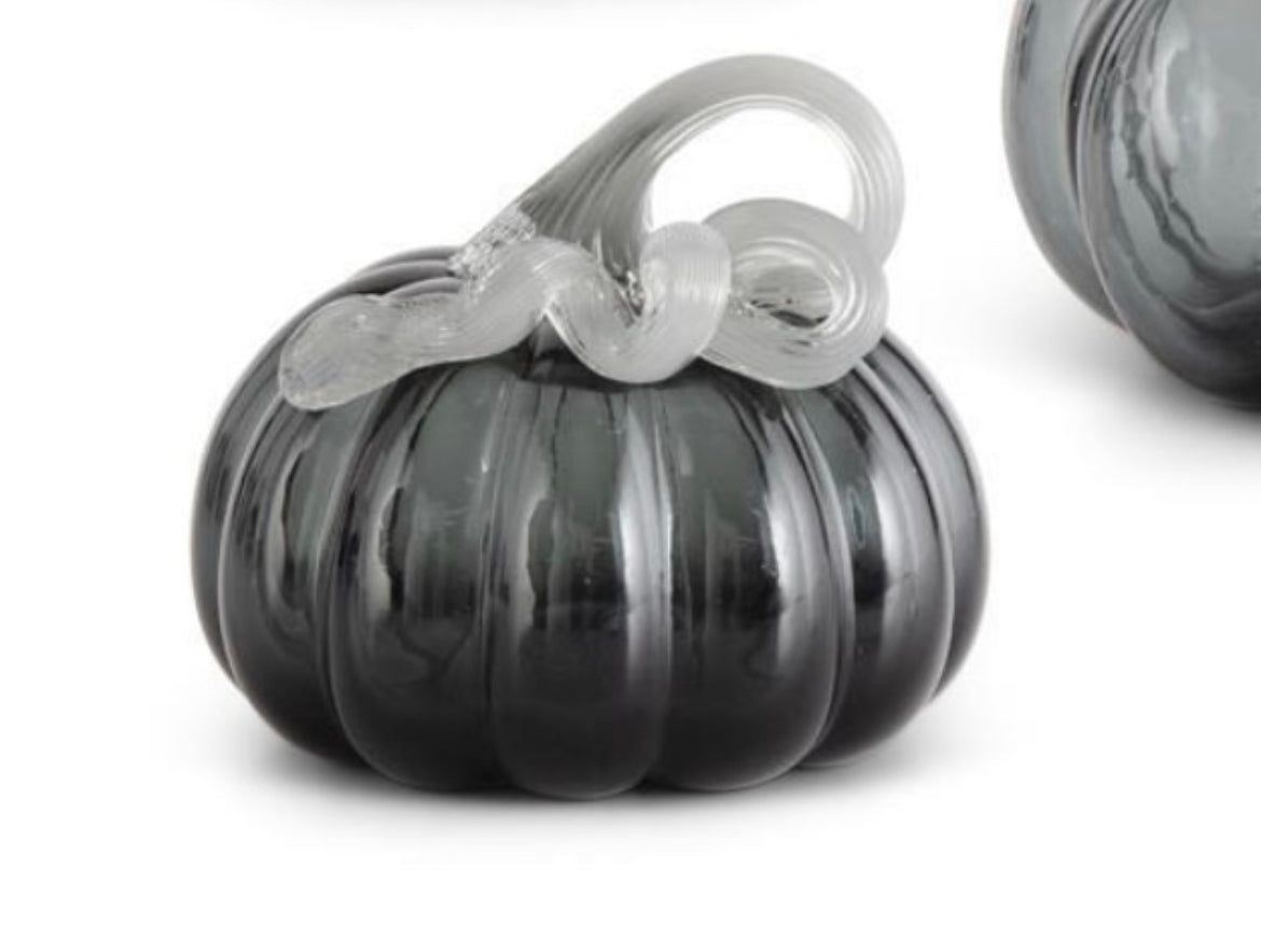Grey Handblown Glass Pumpkins