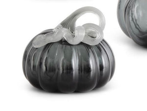 Grey Handblown Glass Pumpkins
