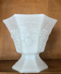 Anchor Hocking Fire King Open Octagon Candy Dish Milk Glass w/ Grapes