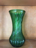 Hoosier Emerald Swirled Ribbed Vase 8"