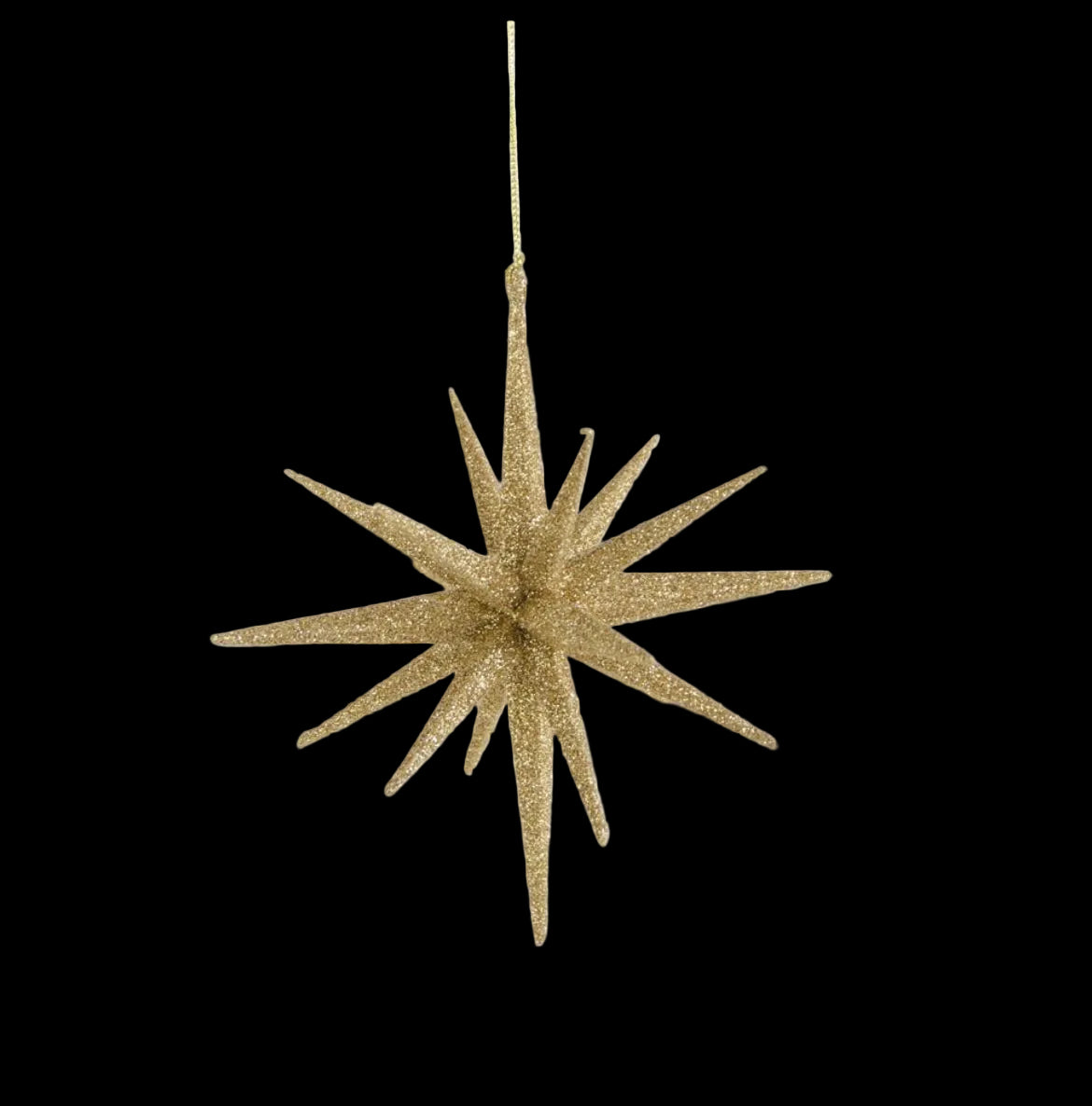 6” 18 Point Gold Glitter Star Ornament