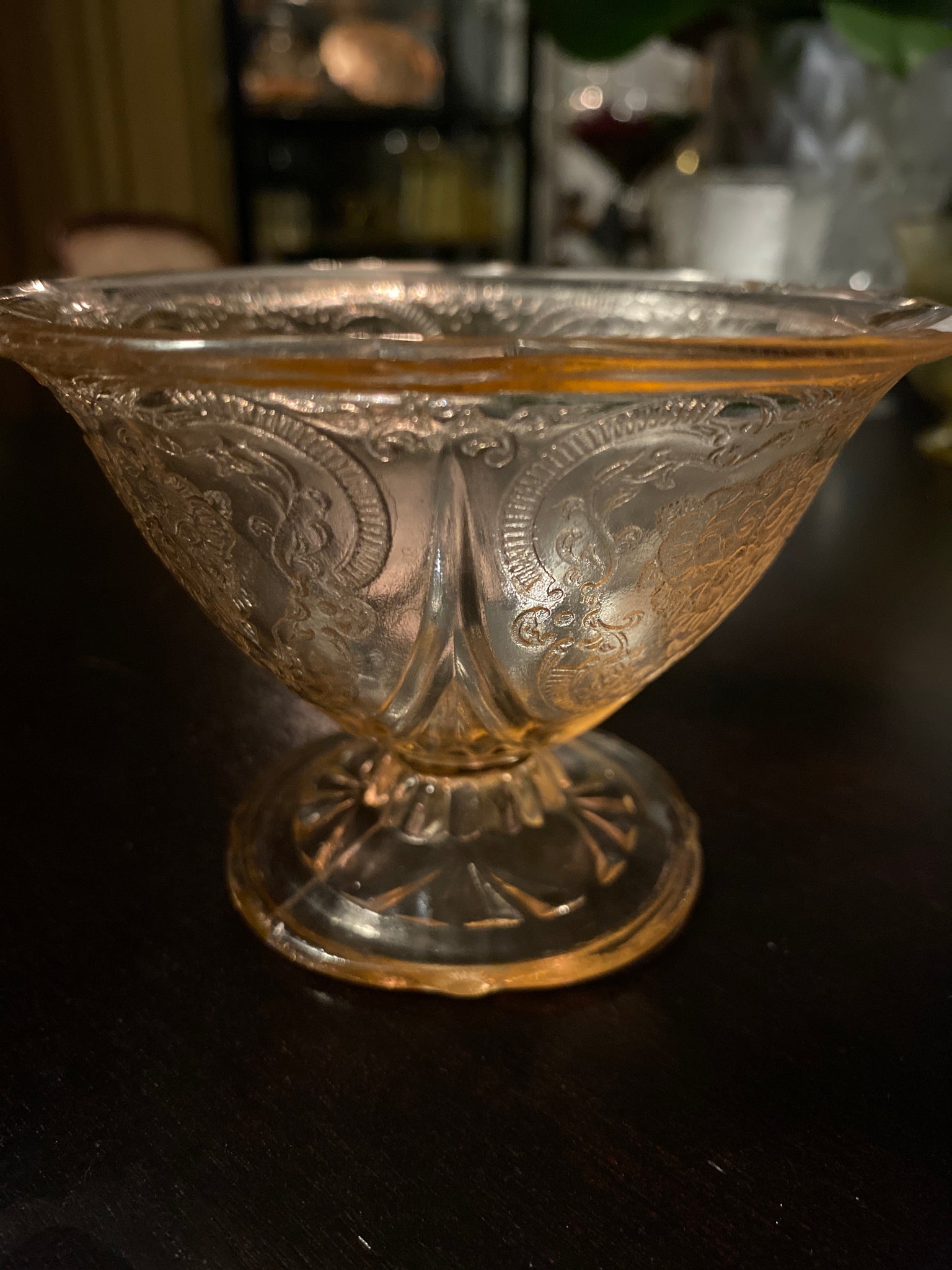 Pink Depression Glass Royal Lace Sherbet Dish