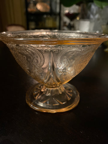 Pink Depression Glass Royal Lace Sherbet Dish