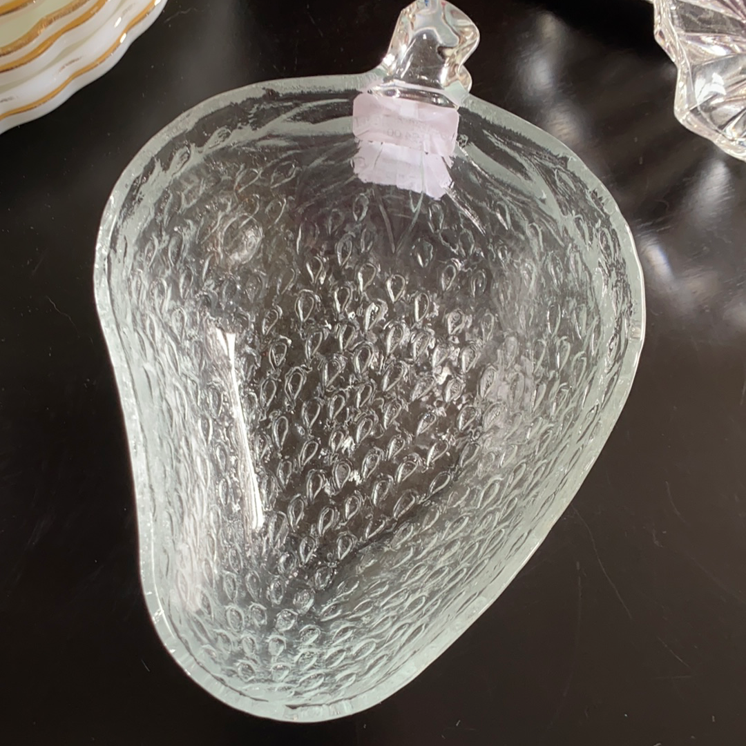 Vintage KIG Textured Glass Strawberry Bowl